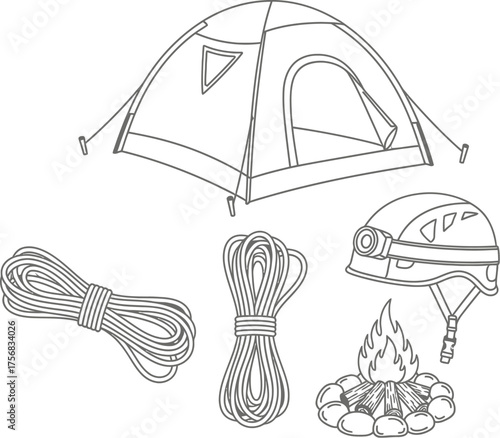 Vector art of camping equipment and supplies