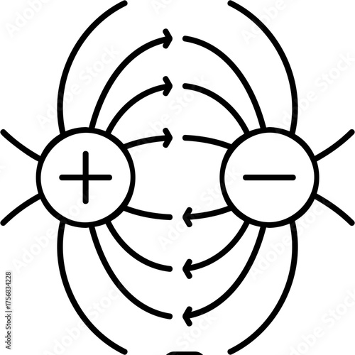 Line Art Magnetic Field Icon