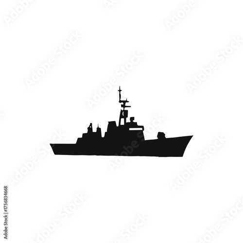 Navy warship frigate icon logo flat vector design