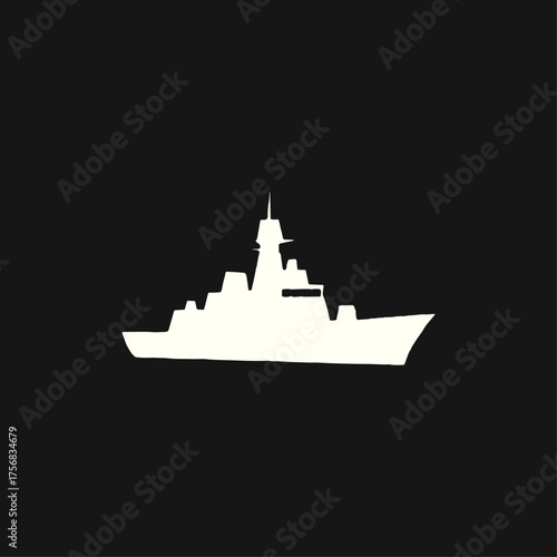 Navy warship frigate icon logo flat vector design