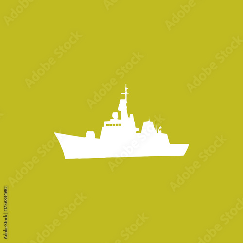 Navy warship frigate icon logo flat vector design