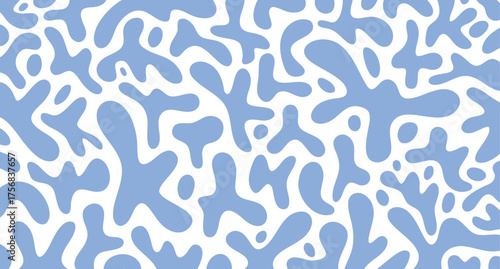 Abstract blue water splash background with organic ripple wave shapes, calm, ocean, sea. Single non seamless pattern, hand drawn. Great for beverage label, summer poster, pool party invite.
