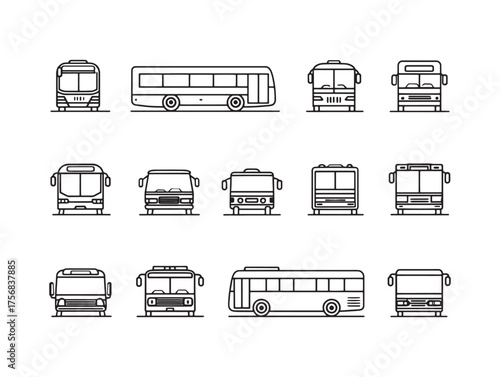 Bus Lane Line Art Modern Street Illustration
