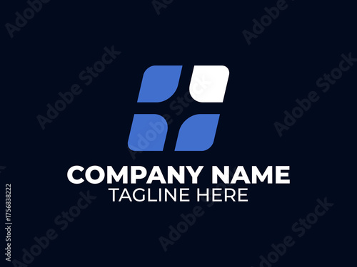 Modern Blue Geometric Company Logo Design