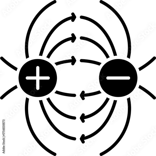 Solid Glyph Magnetic Field Icon