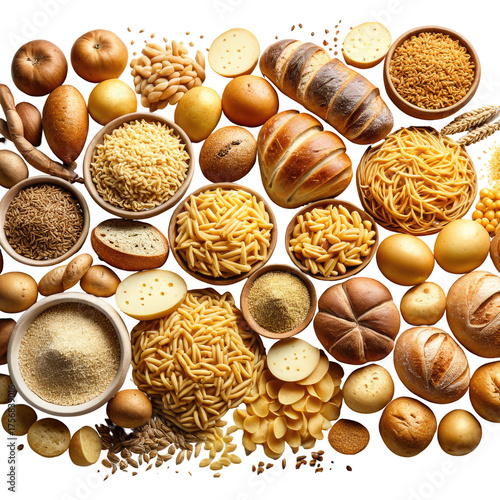 Assorted collection of carbohydrates, arranged together in a heap