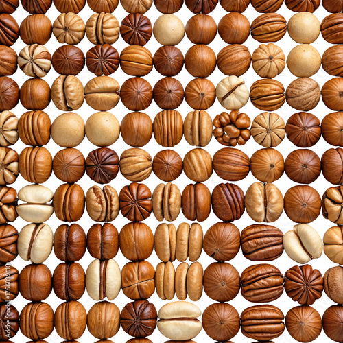 Abstract pattern of brown, geometric shapes in an overhead close-up shot
