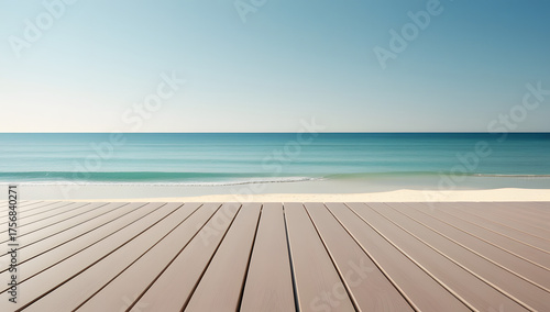 wooden pier stretching over the calm sea under a bright summer sky