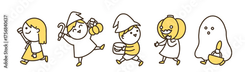 ハロウィンの子どもの行列　カラー