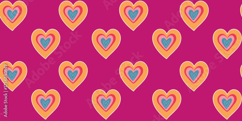 vector illustration seamless pattern with romantic hearts