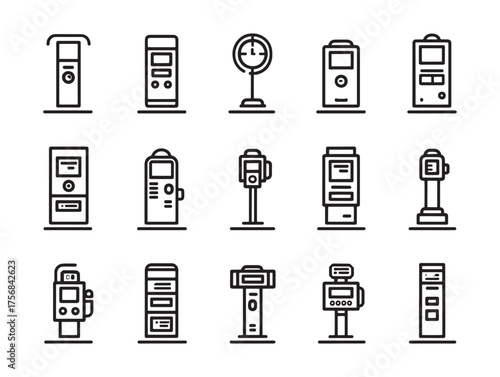 Bus Ticket Machine Line Art Creative Illustration