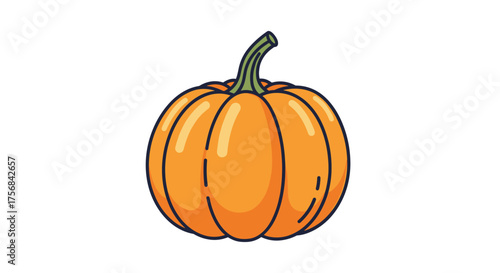 A bright orange pumpkin ready for autumn festivities and Halloween decorations.