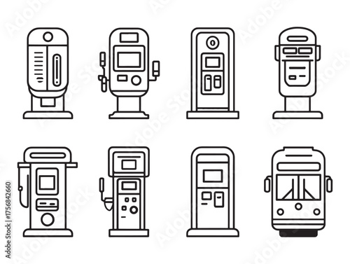Bus Ticket Machine Line Art Modern Design