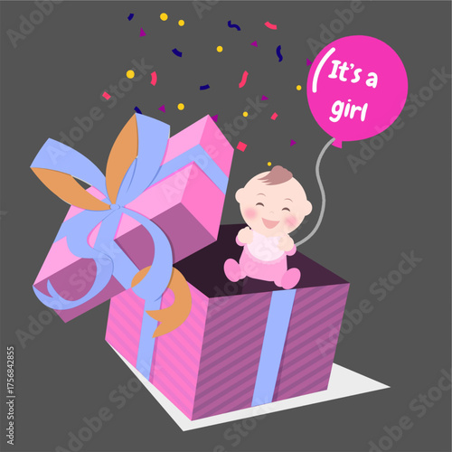 its a girl gender reveal birthday birth of a girl female baby.eps