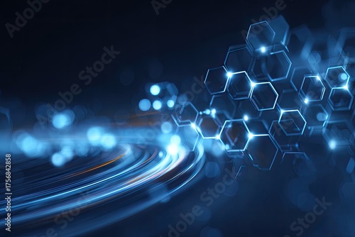 Wallpaper Mural Abstract depiction of flowing energy with glowing, interconnected hexagonal shapes Torontodigital.ca