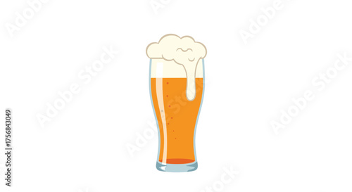 A tall glass of amber beer with a foamy head overflows.