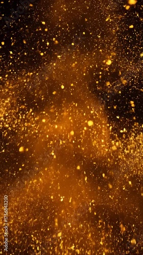 Wallpaper Mural Golden Glitter Particles Exploding and Swirling, Abstract Background Torontodigital.ca