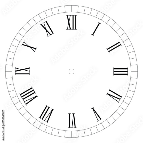 Clock face with Roman numerals vector design