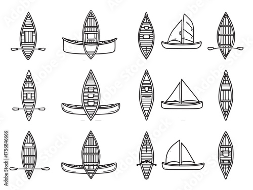 Canoe Car line art exploring nature serenity