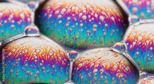 Iridescent Soap Bubbles Creating an Abstract Visual Experience with Vibrant Hues