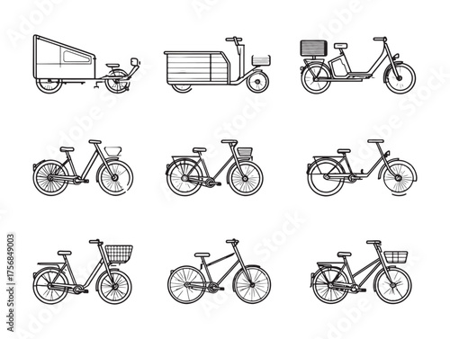 Cargo Bike Line Art Sustainable City Transport