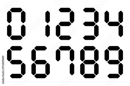 シンプルなデジタル数字のベクターイラストセット｜時計表示やカウントダウンなどに使える数字フォント素材