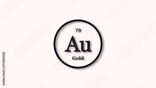 Gold element icon animation. Atomic number 79, Chemical symbol Au, on white background 4k video.