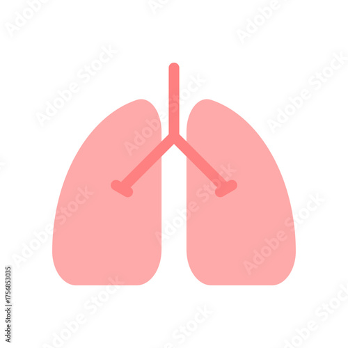 Pink lung with bronchi medical icon flat vector design