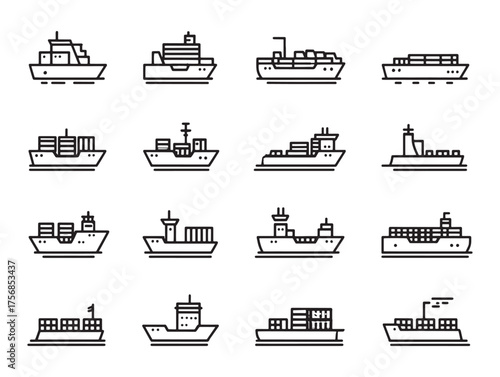 Cargo Ship Line Art Heavy Metal Journey