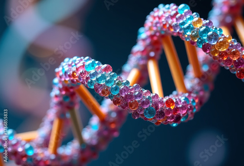 DNA Helix from Colorful Gemstones: Extreme Macro Genetic Art