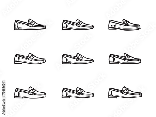 Casual Loafers Line Art Stylish Footwear Choice