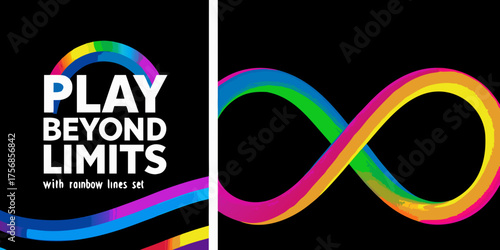 Play beyond limits with colorful rainbow lines and infinity symbol