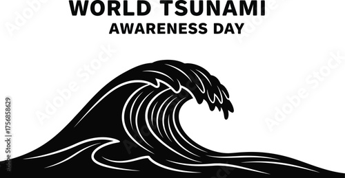 Illustration for world tsunami awareness day featuring a large wave symbolizing natural disaster
