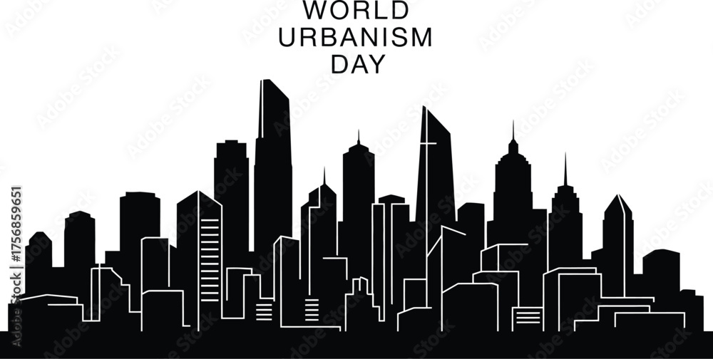 Fototapeta premium Silhouette of a city skyline for world urbanism day representing architecture and urban development