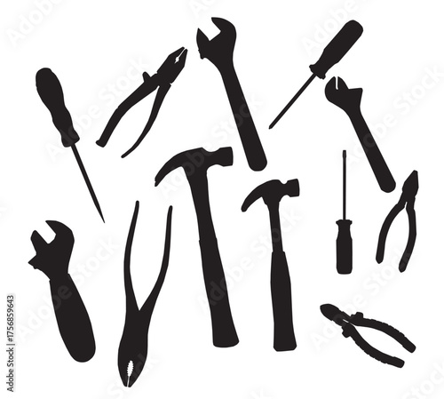 repair kit silhouette tools icon workers tools and equipment
