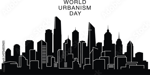 Silhouette of a city skyline for world urbanism day representing architecture and urban development