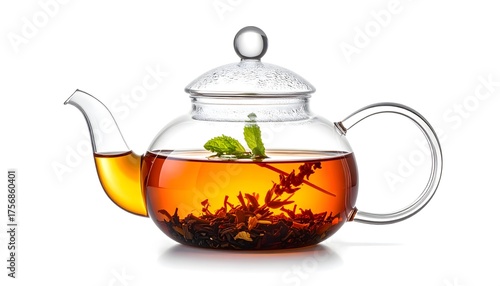 Wallpaper Mural Transparent teapot with mint leaves infusion high resolution photo Torontodigital.ca