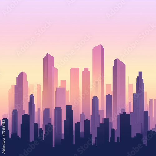 Chicago city skyline at sunset