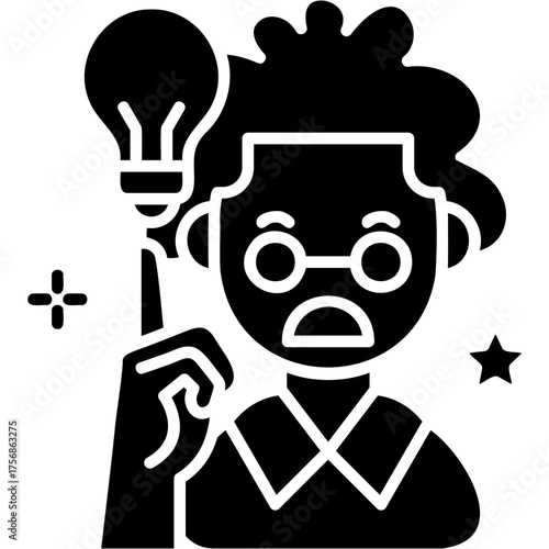 Solid Glyph Genius Icon