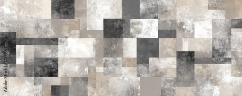 Abstract composition of rectangular shapes, different sizes, various neutral tones. Grungy texture