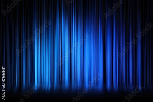 Dark blue curtains, softly lit, with vertical streaks and gradient in an immersive display