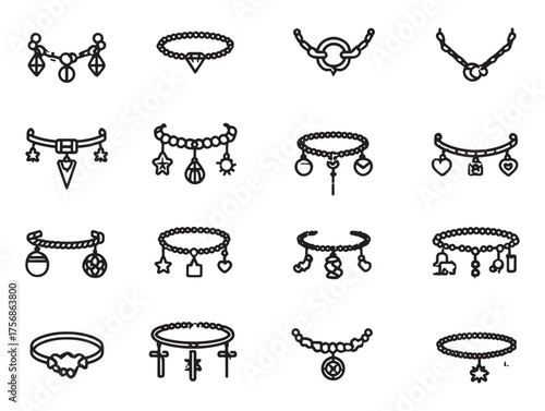 Charm bracelet line art minimalist beauty