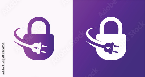 Plug Padlock Electric Security Energy Power Logo

