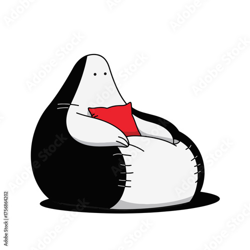 Stylish bean bag chair with red accent in minimalist design, comfort