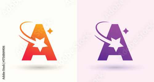 Swoosh Star Letter A Monogram Brand Logo

