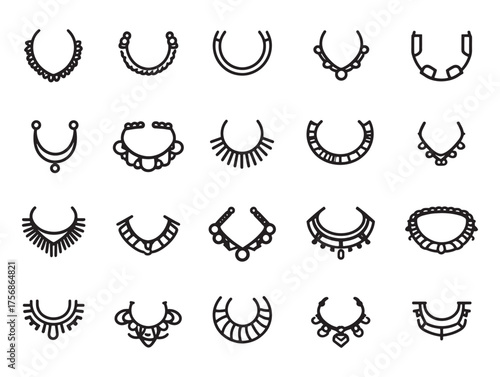 Choker necklace line art fashion style