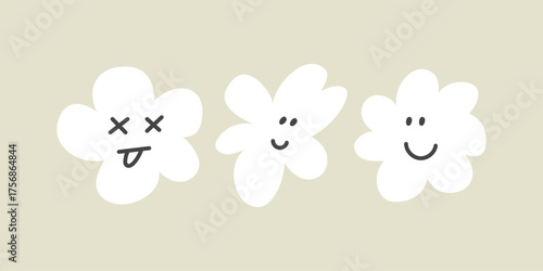 Cute and funny smiley flowers vector illustration