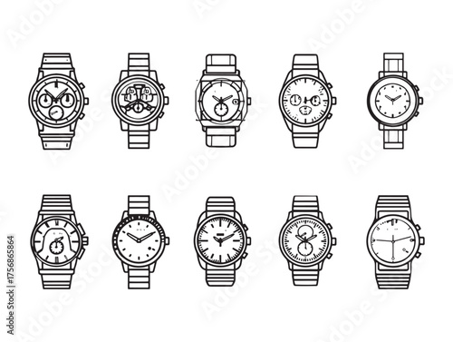 Chronograph watch line art timeless beauty