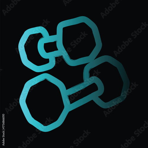 Glowing blue dumbbells symbolizing fitness and strength training workout vector