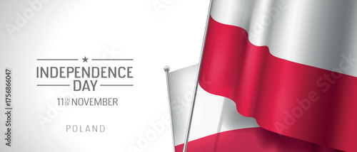 Poland happy independence day greeting card, banner vector illustration